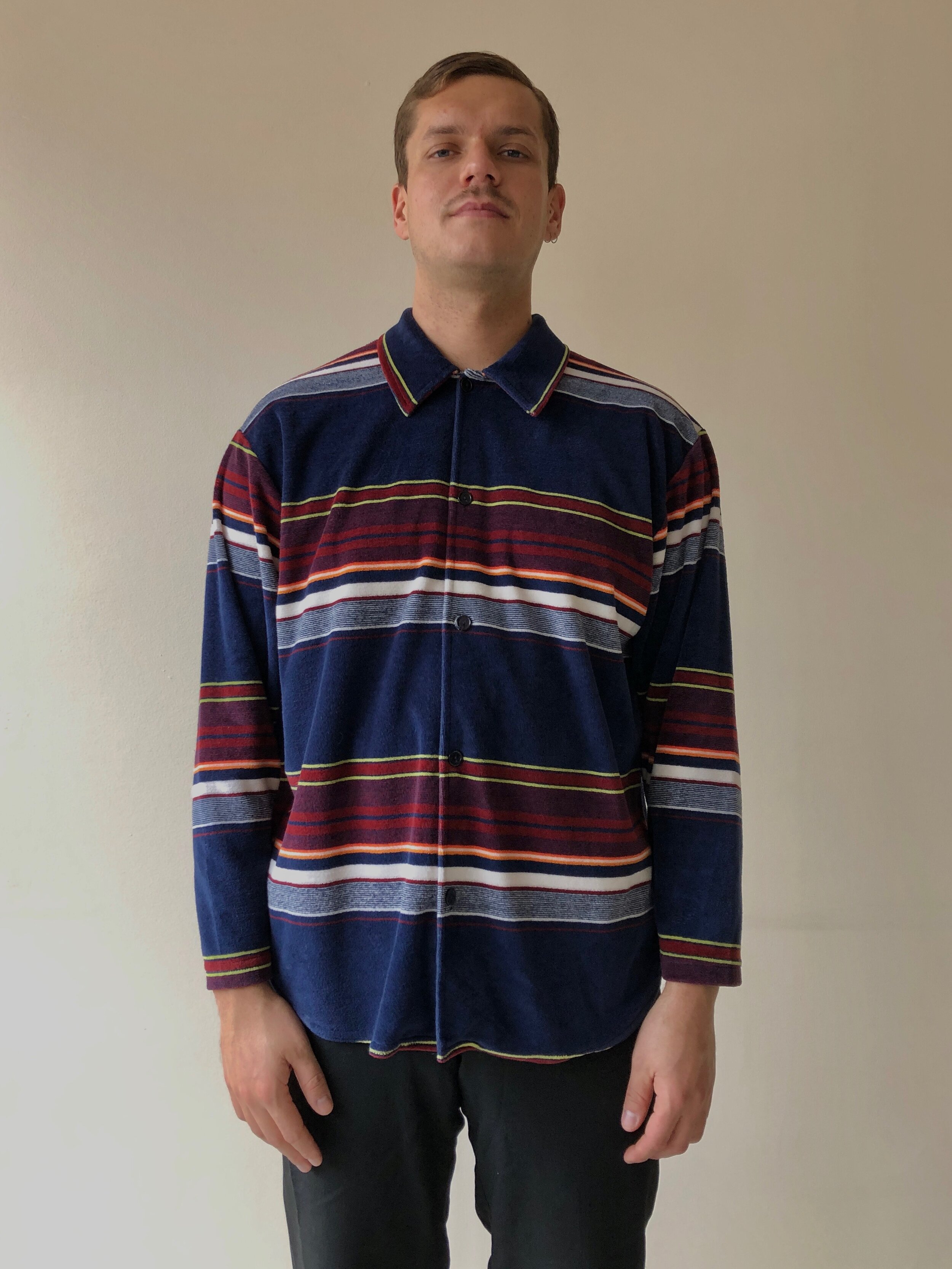 80s VELOUR STRIPE SHIRT - North Beach, San Francisco