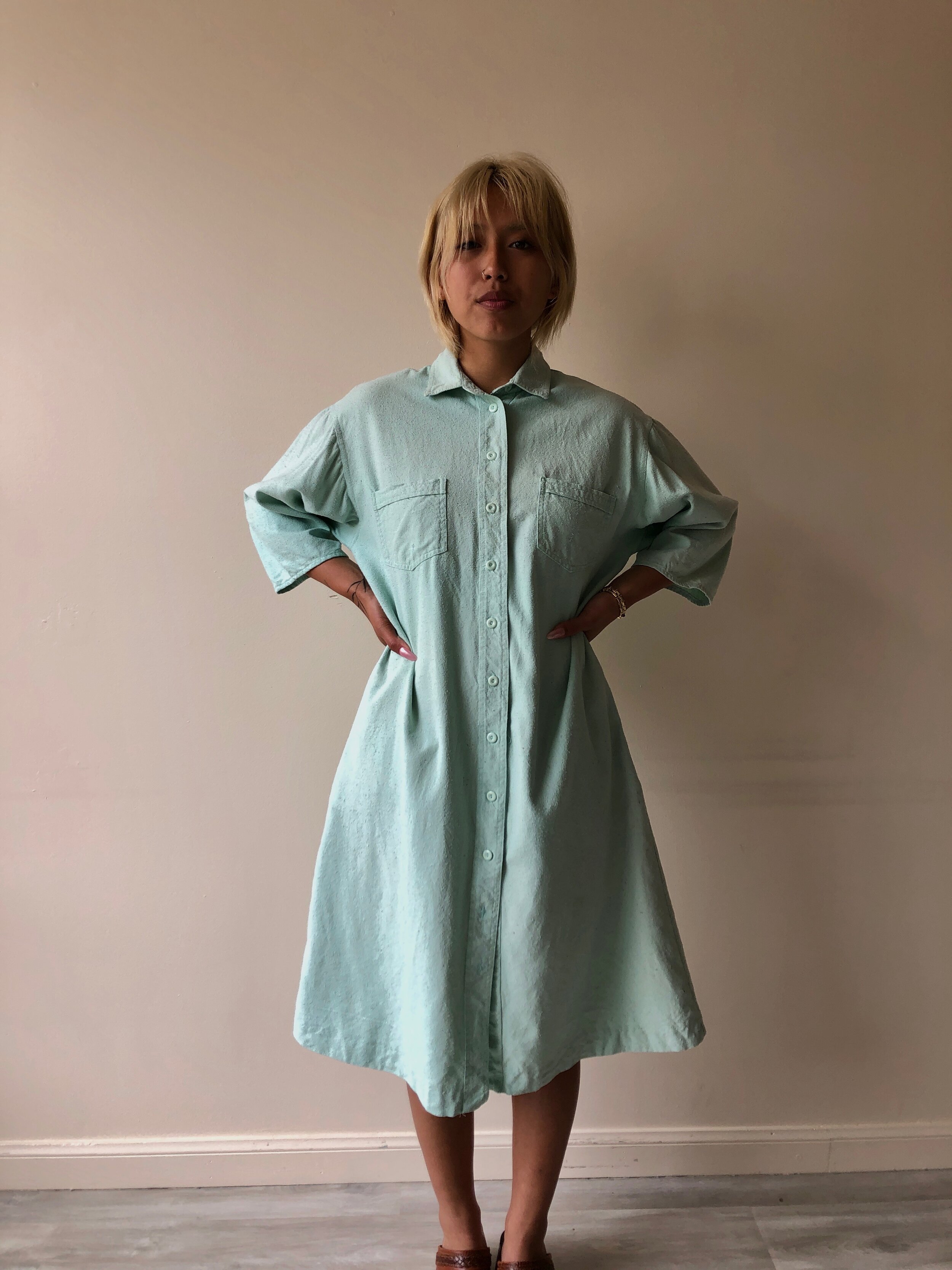 80s MINT RAW SILK SHIRT DRESS - Kensington, Ca