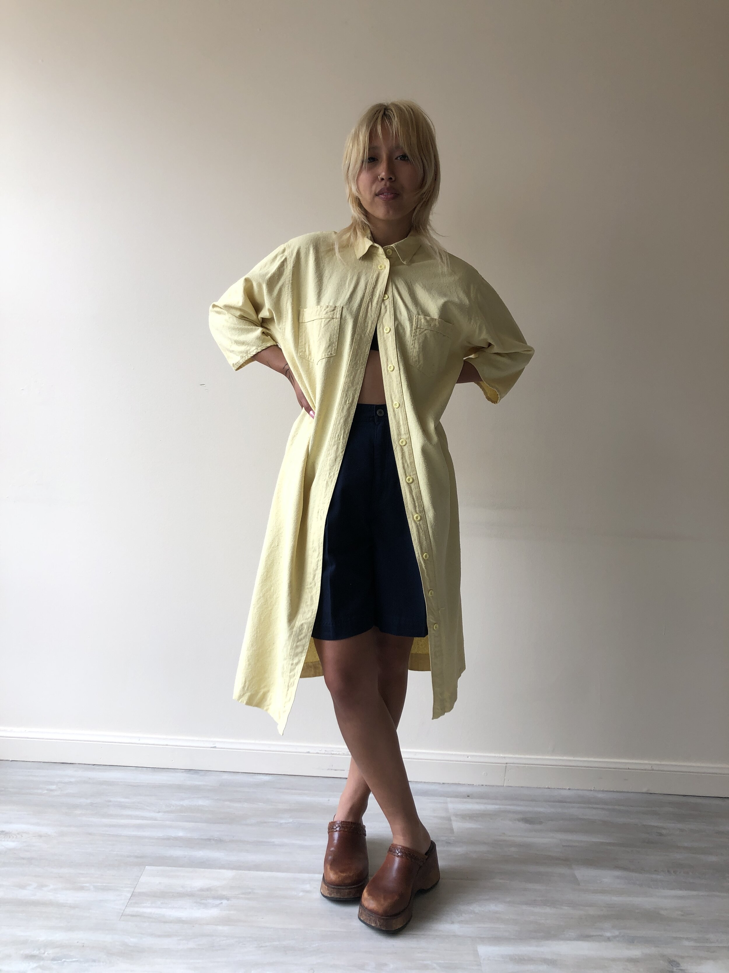 80s BUTTER RAW SILK SHIRT DRESS DRESS - Kensington, Ca