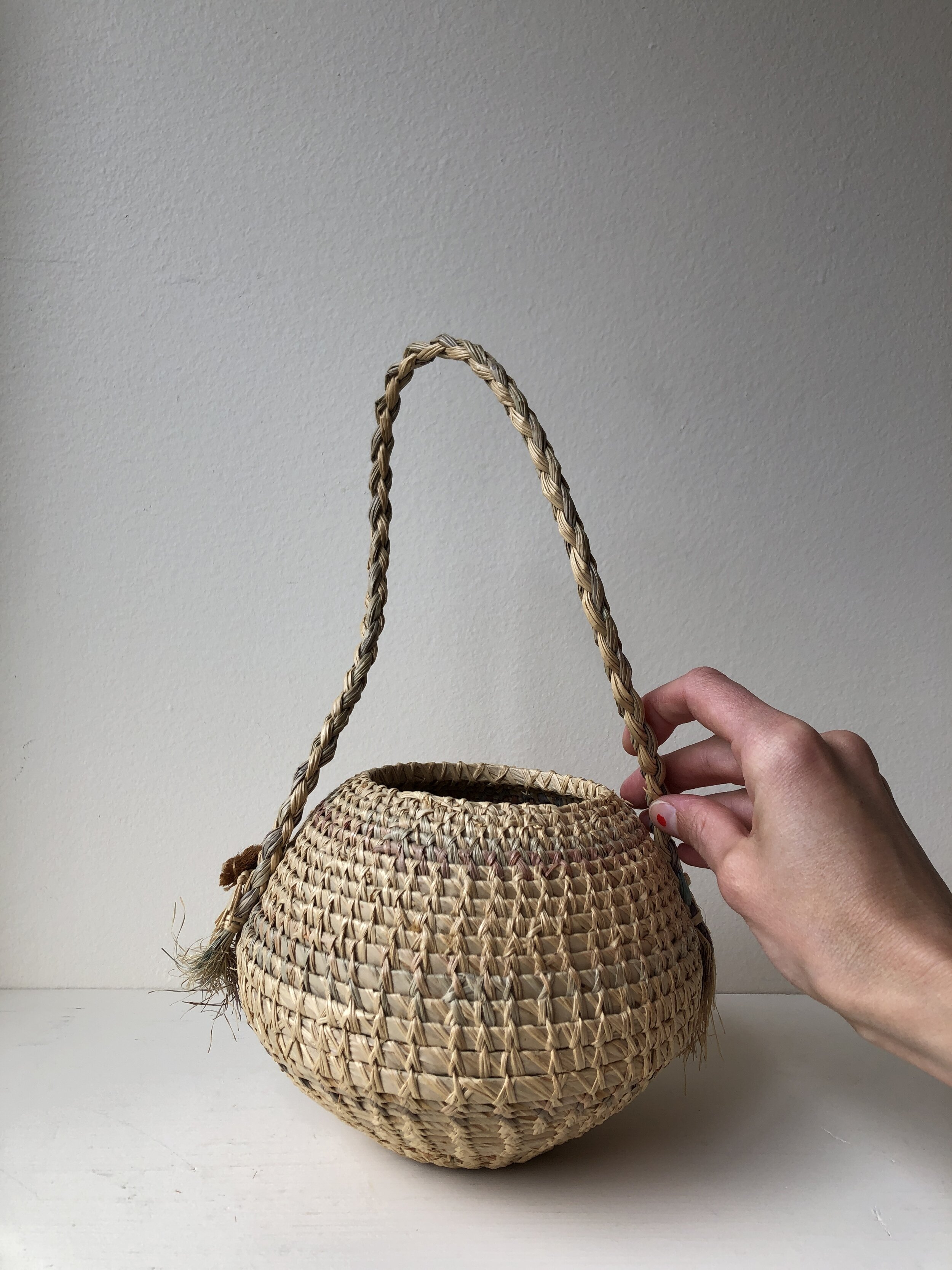 VINTAGE WOVEN HANGING BASKET - Kensington, Ca