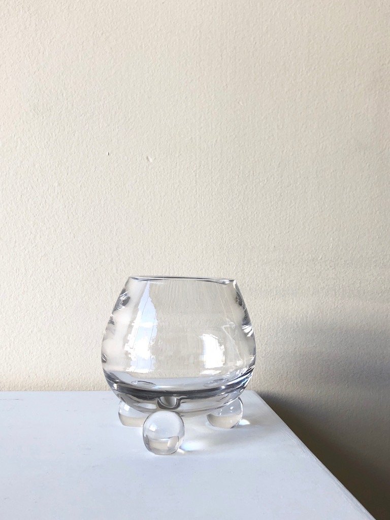 MID CENTURY TIFFIN CRYSTAL BALL FOOTER