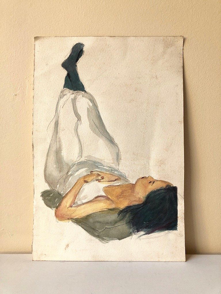 80s LEGS UP THE WALL WATERCOLOR