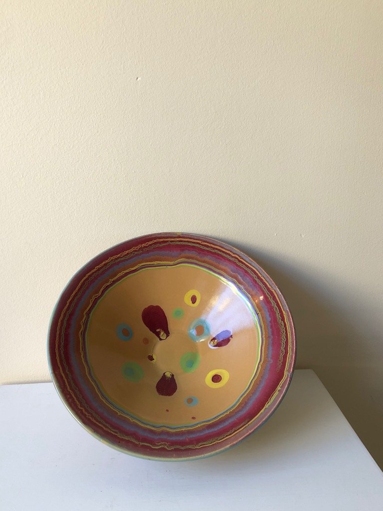 VINTAGE HAND PAINTED SERVING BOWL