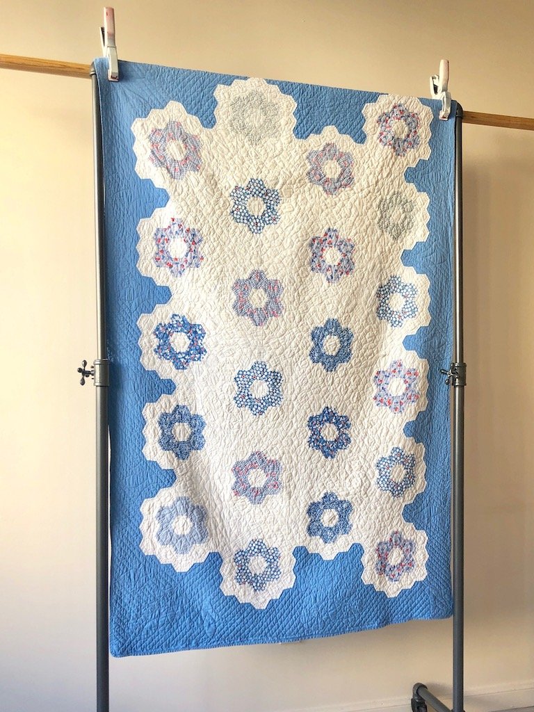 1930s CORNFLOWER BLUE QUILT