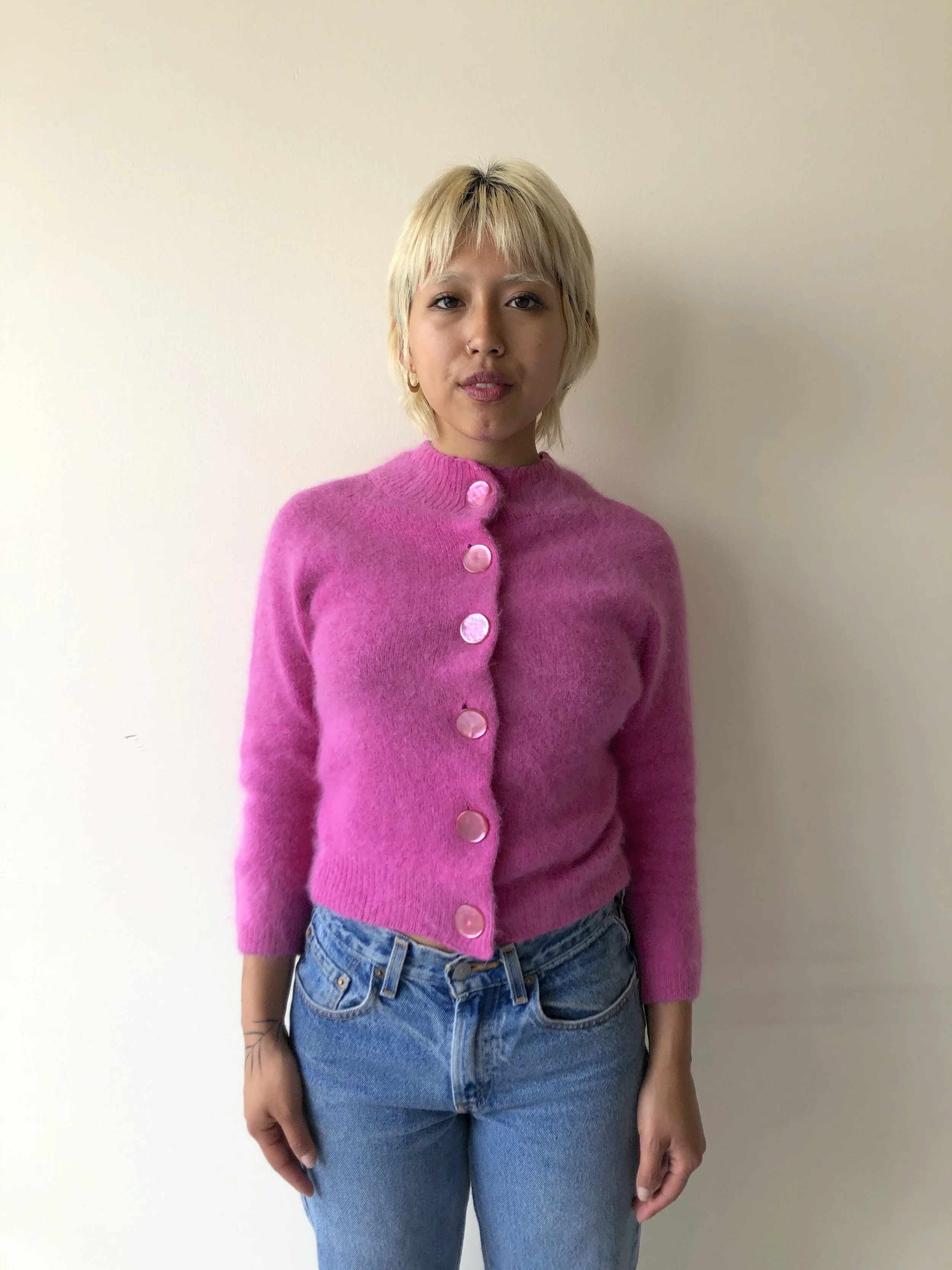 60s FUCHSIA CARDIGAN - Hayward, Ca