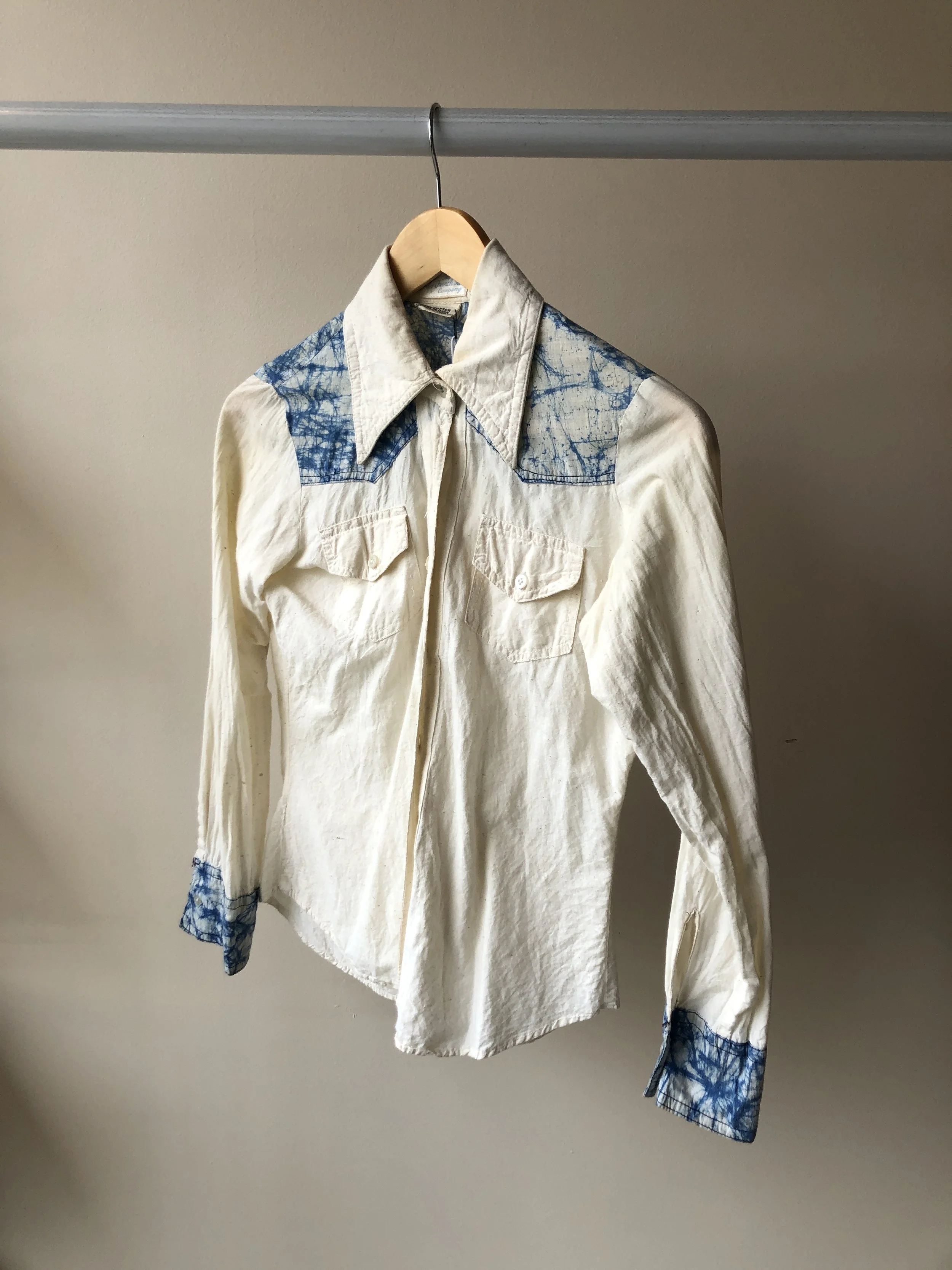 Late 1960s indigo tie dye shirt