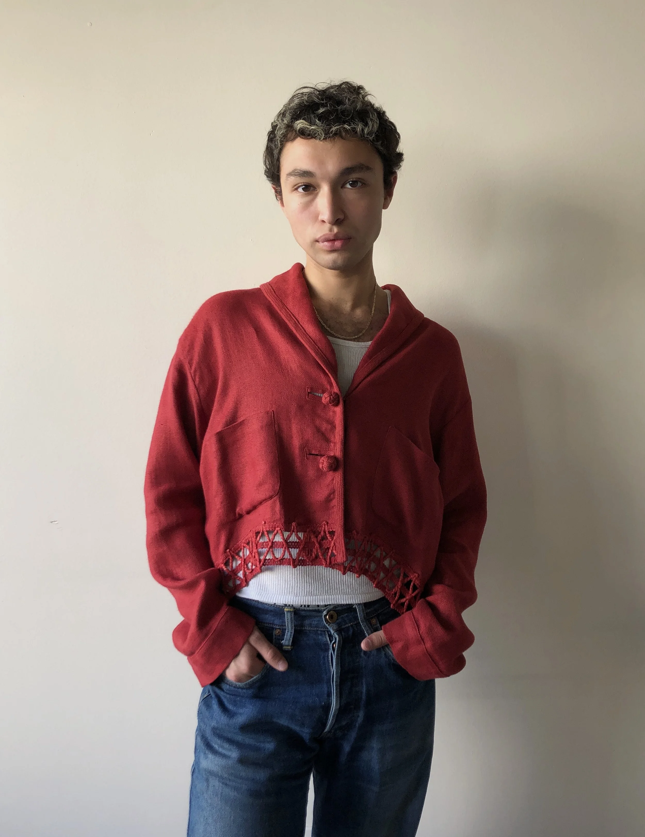 Early 90s Romeo Gigli Red Linen Jacket