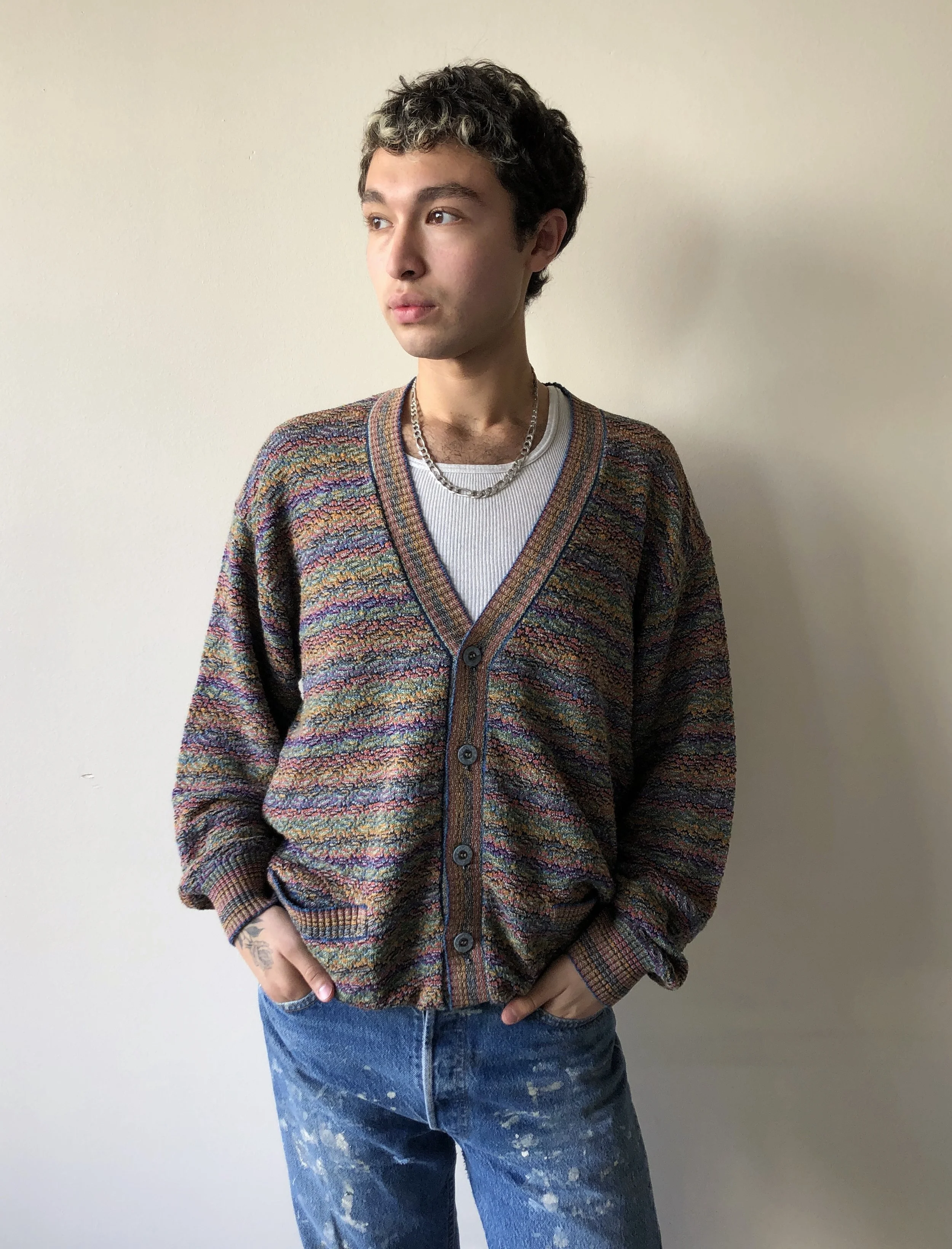 1990s Missoni Micro Stripe Cardigan