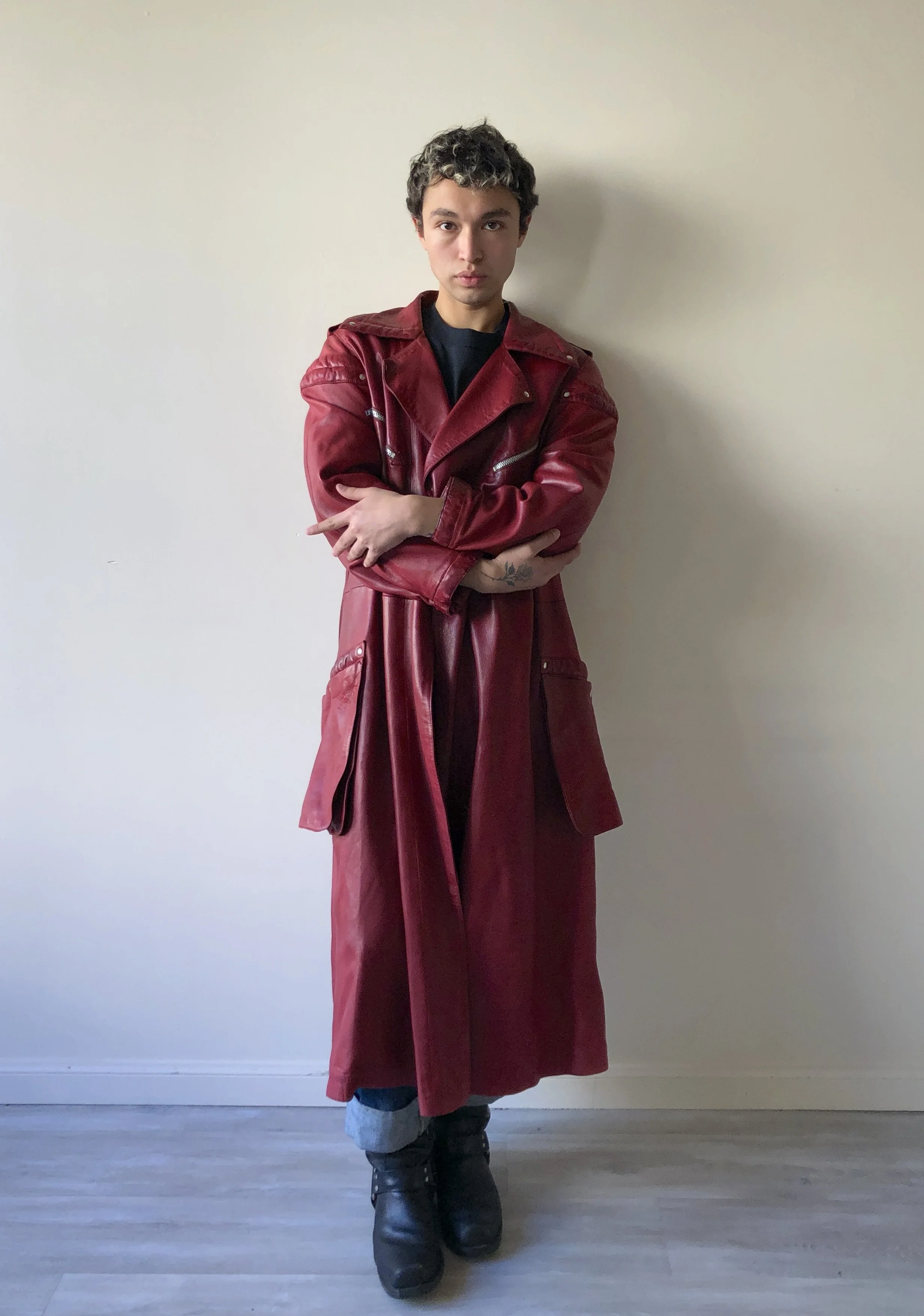 Late 70s/Early 80s Claude Montana Oxblood Leather Trench