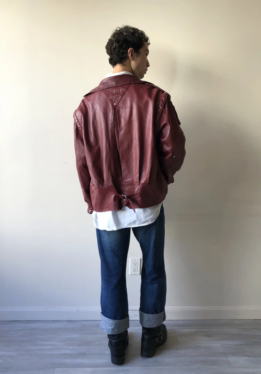 ギ*砲様 80's claude montana ラムレザー ボンバージャケット Late 70s/Early 80s Claude Montana Burgundy Leather Jacket - — body