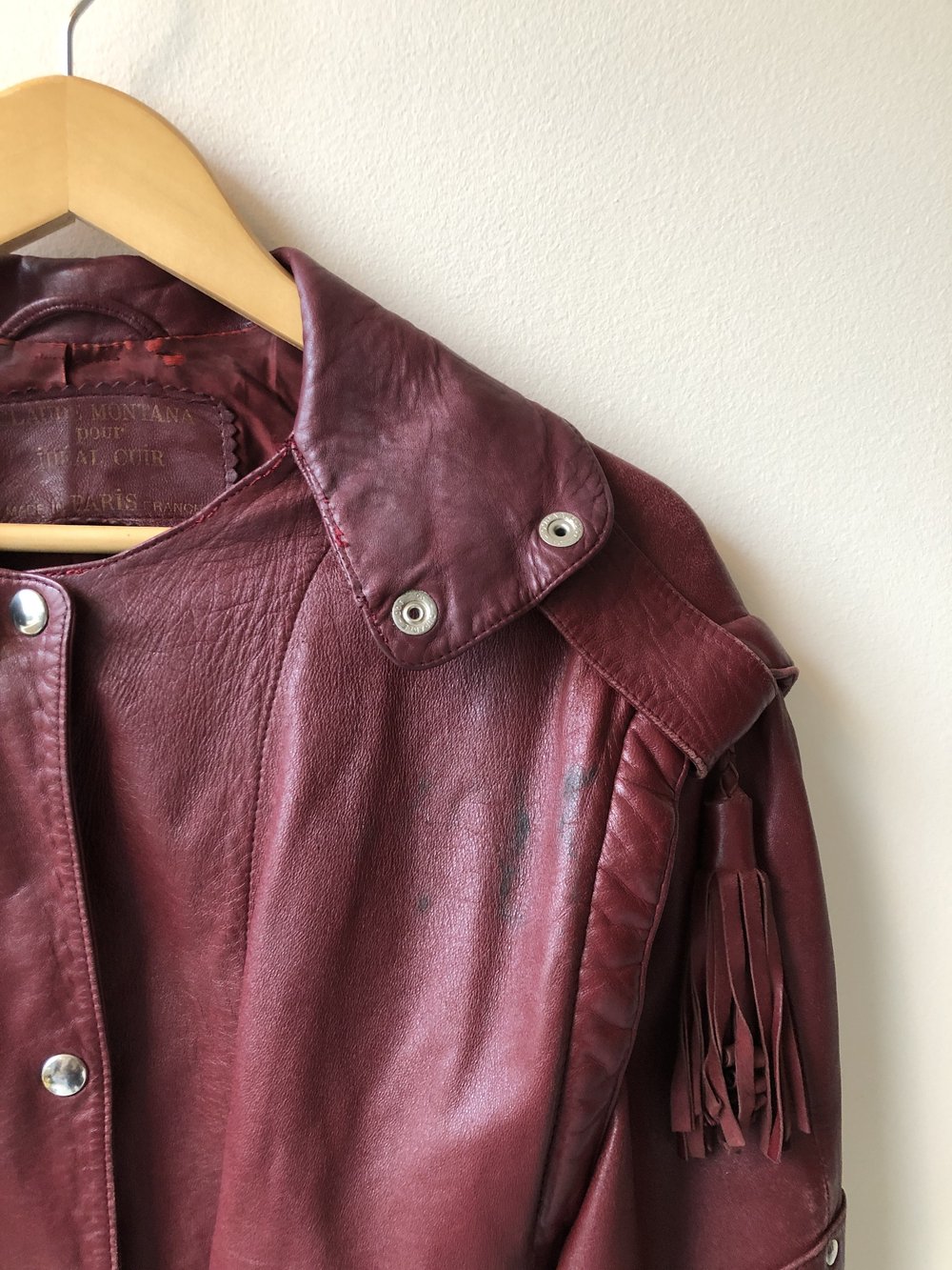 Late 70s/Early 80s Claude Montana Burgundy Leather Jacket  display picture 2