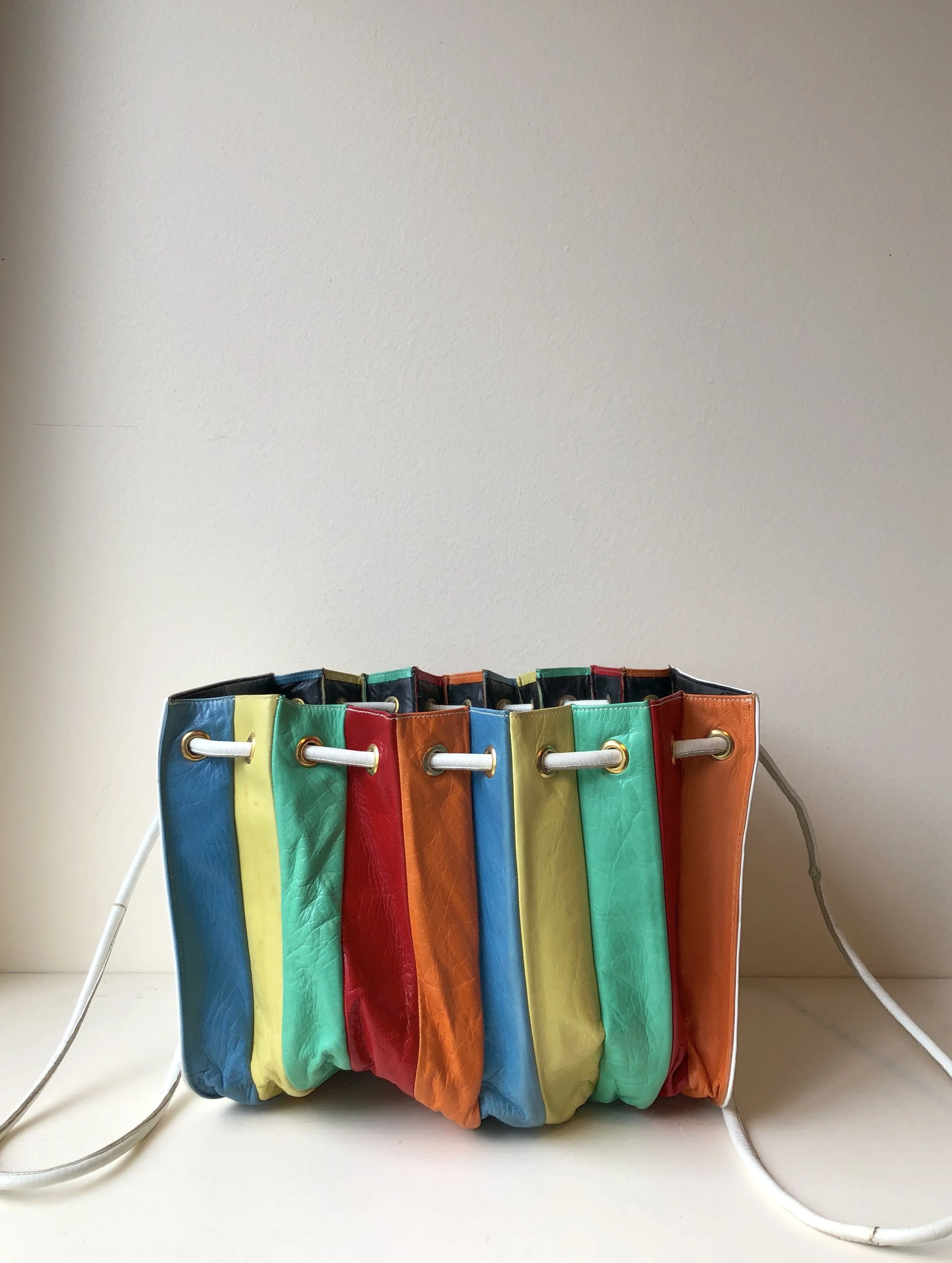 1980s Mario Valentino leather accordion bag