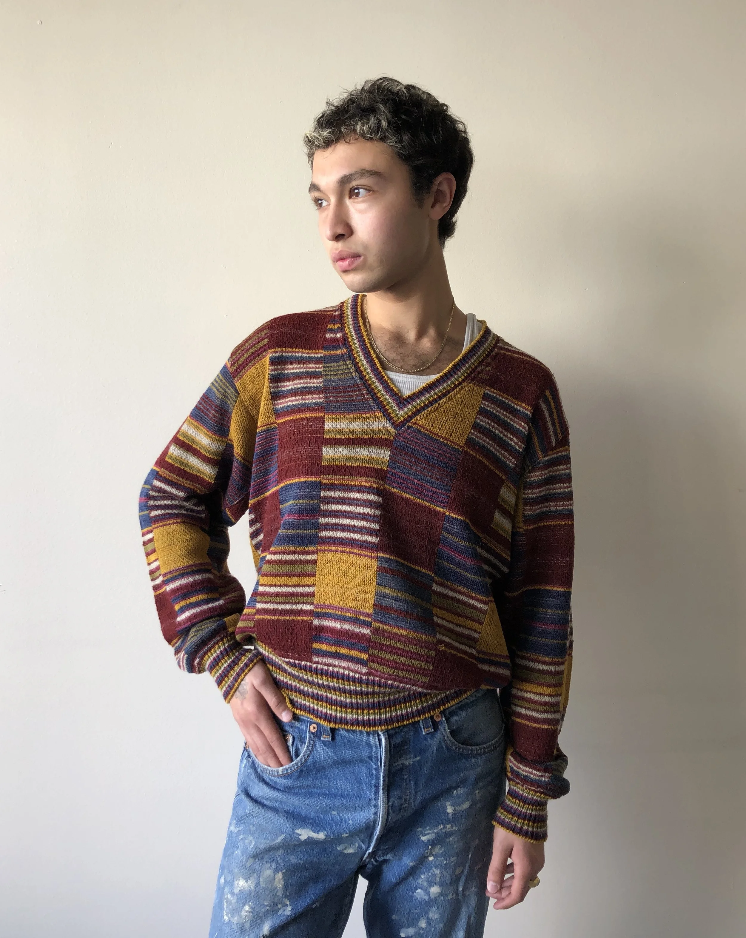 1980s Missoni colorblock striped sweater