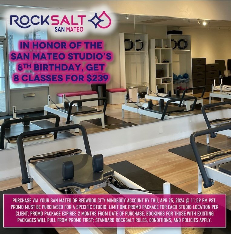 Happy 8th, San Mateo! 🥳💙💗 
WE LOVE YOU SOOOOOO MUCH!

8 classes for $239. Purchase by 4/25. See all details in post.