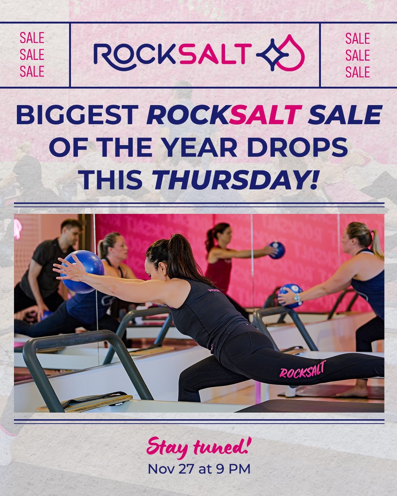 🔥 RockSalt&rsquo;s biggest sale of the year drops this Thursday! 🔥

Stay tuned&hellip; you won&rsquo;t want to miss it.

🗓 Nov 27 | ⏰ 9 PM PST

Sign up to get notified: rocksaltpilat.es/black-friday-signup or see link in bio!

#GetSalty #RockSaltP