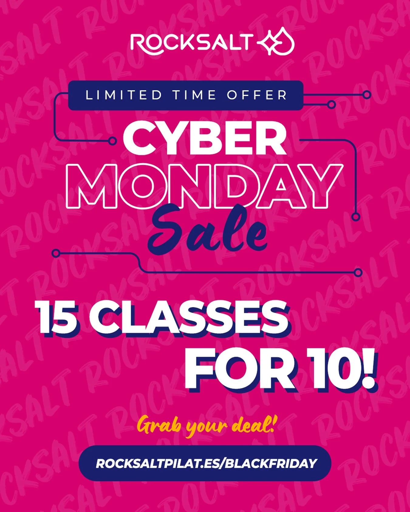 15 Classes for the Price of 10

Our biggest offer of the year&mdash;extended through Cyber Monday!

Get 15 classes for the price of a 10-pack and commit to feeling unstoppable and energized through the season. This Cyber Monday offer is available for