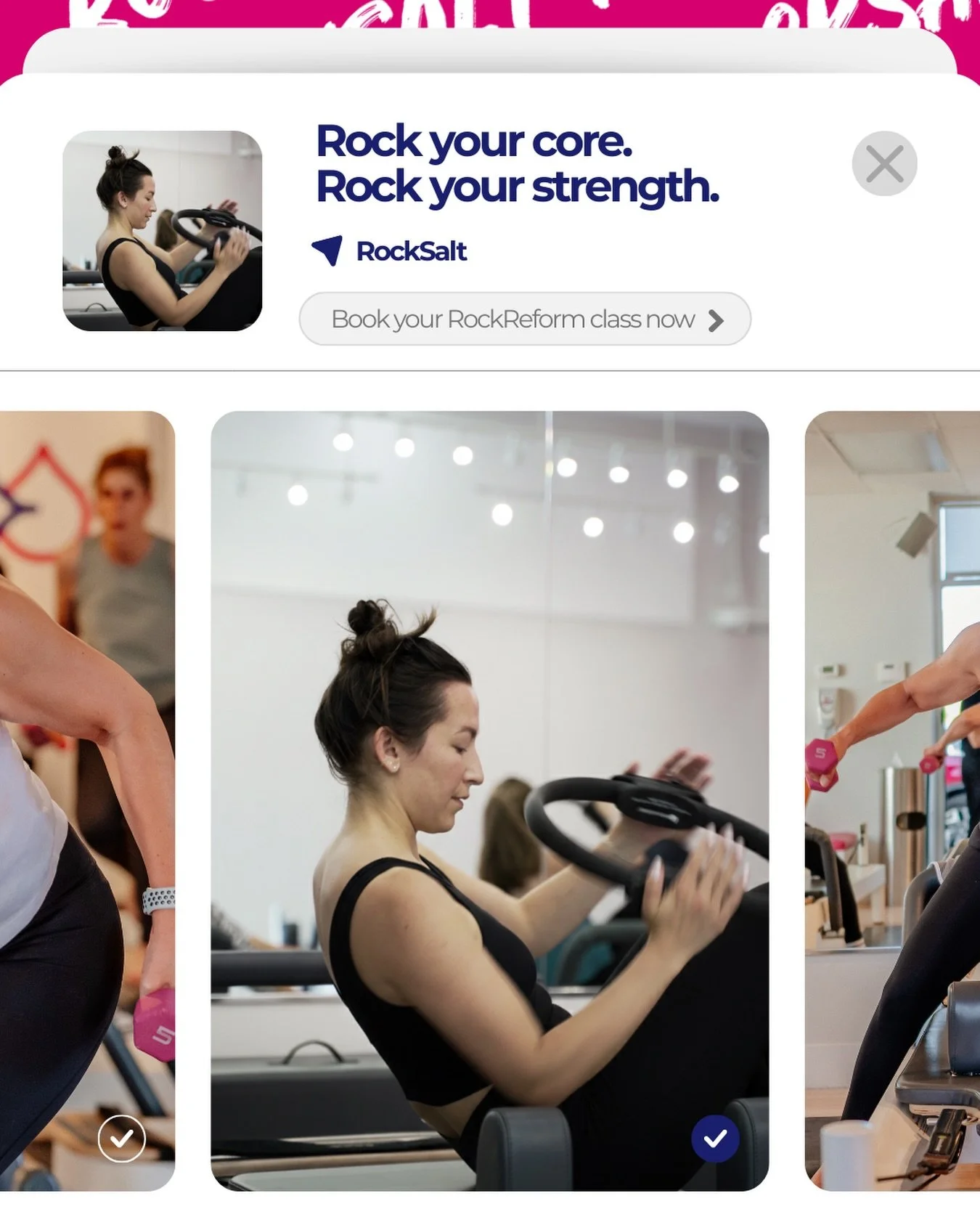 ⚡ Rock your core. Rock your strength.
Stretch. Strength. Sweat. Feel the energy and push your limits with RockReform classes.

💻 Book now: rocksaltpilat.es/pe-P or see link in bio! 

#GetSalty #RockSaltPilates #RockInRockOutRockOn #StretchStrengthSw