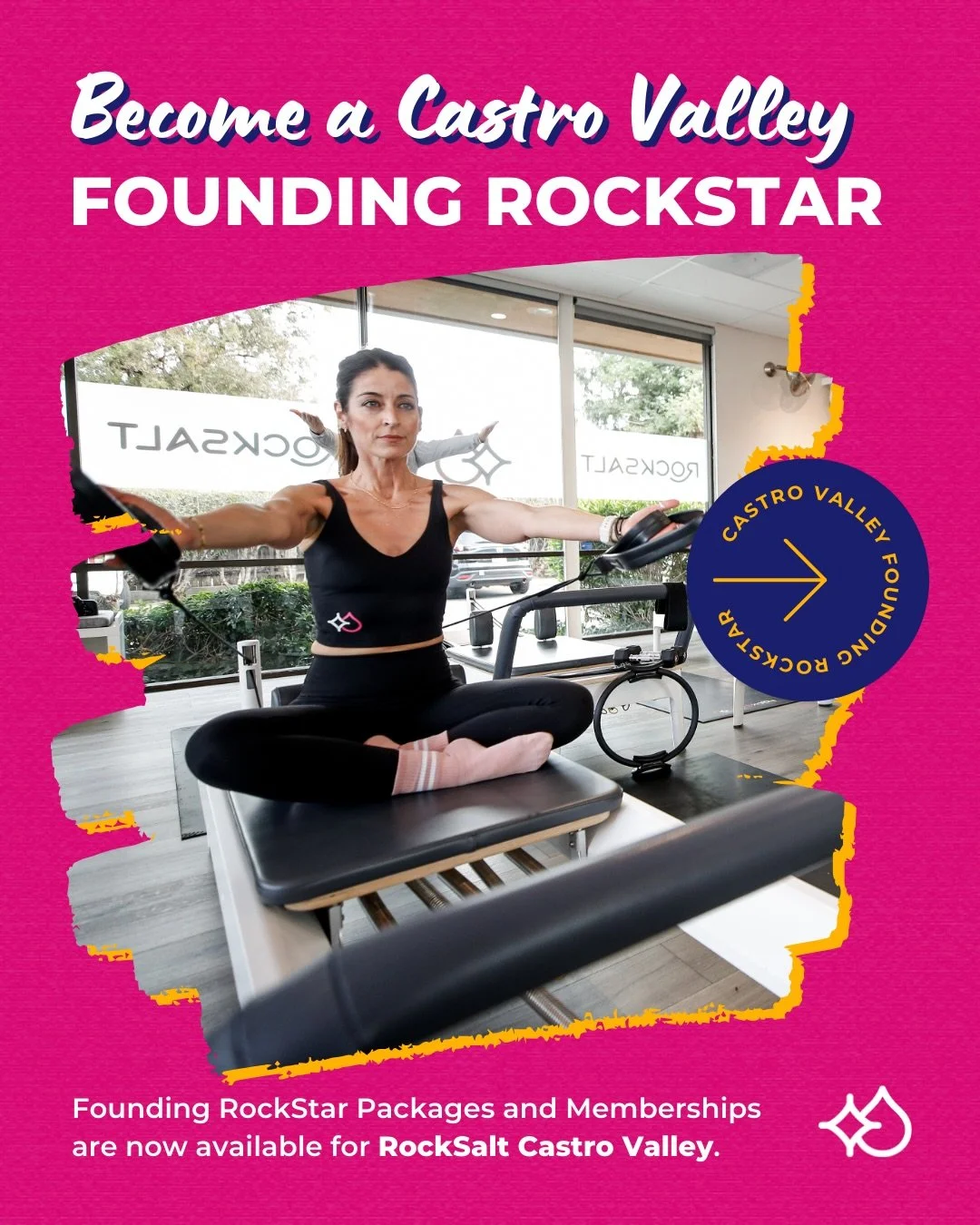Become a RockSalt Castro Valley Founding RockStar! 💙🩷
 
Secure your spot before the official opening and enjoy exclusive packages and memberships built for stretch, strength, and sweat. 
 
✨ Packages: 10 or 20 classes &mdash; flexible and on yo