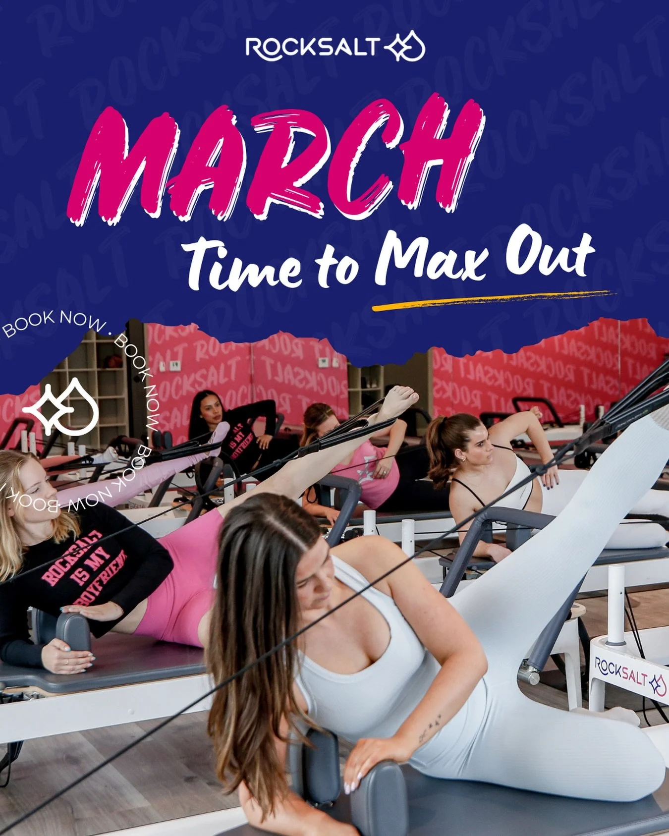 MARCH IS HERE!
Time to Max Out 💪

More stretch, more strength, more sweat.
Book your class now &rarr; https://rocksaltpilat.es/r-mh

#GetSalty #RockSaltPilates #RockInRockOutRockOn #StretchStrengthSweat #ReformerPilates