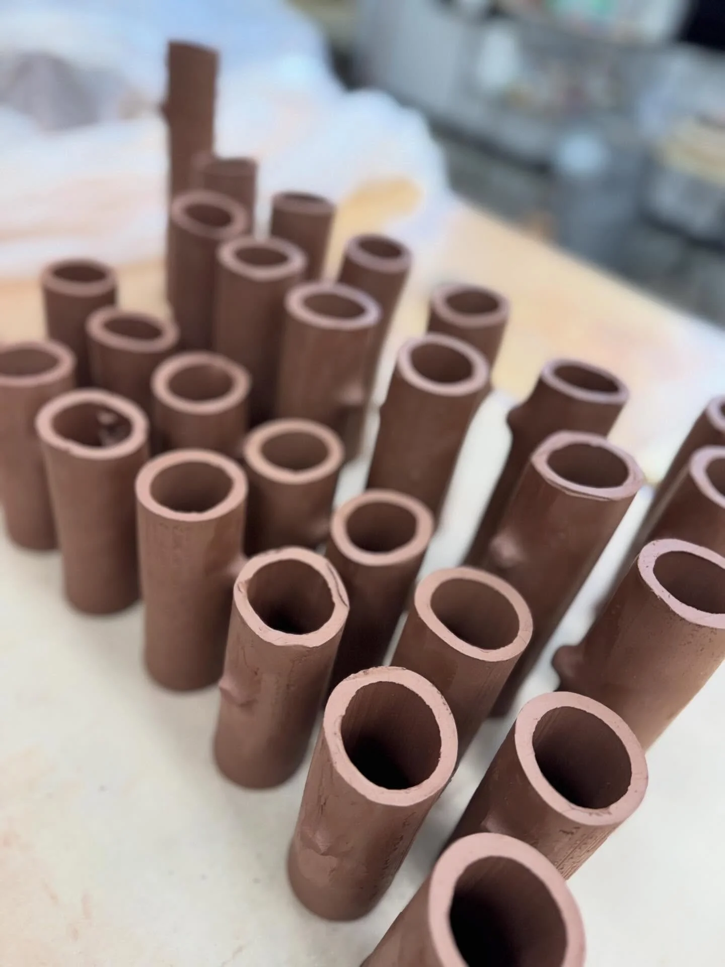 Our birch bud vases taking shape with fresh bottoms and little nubs.