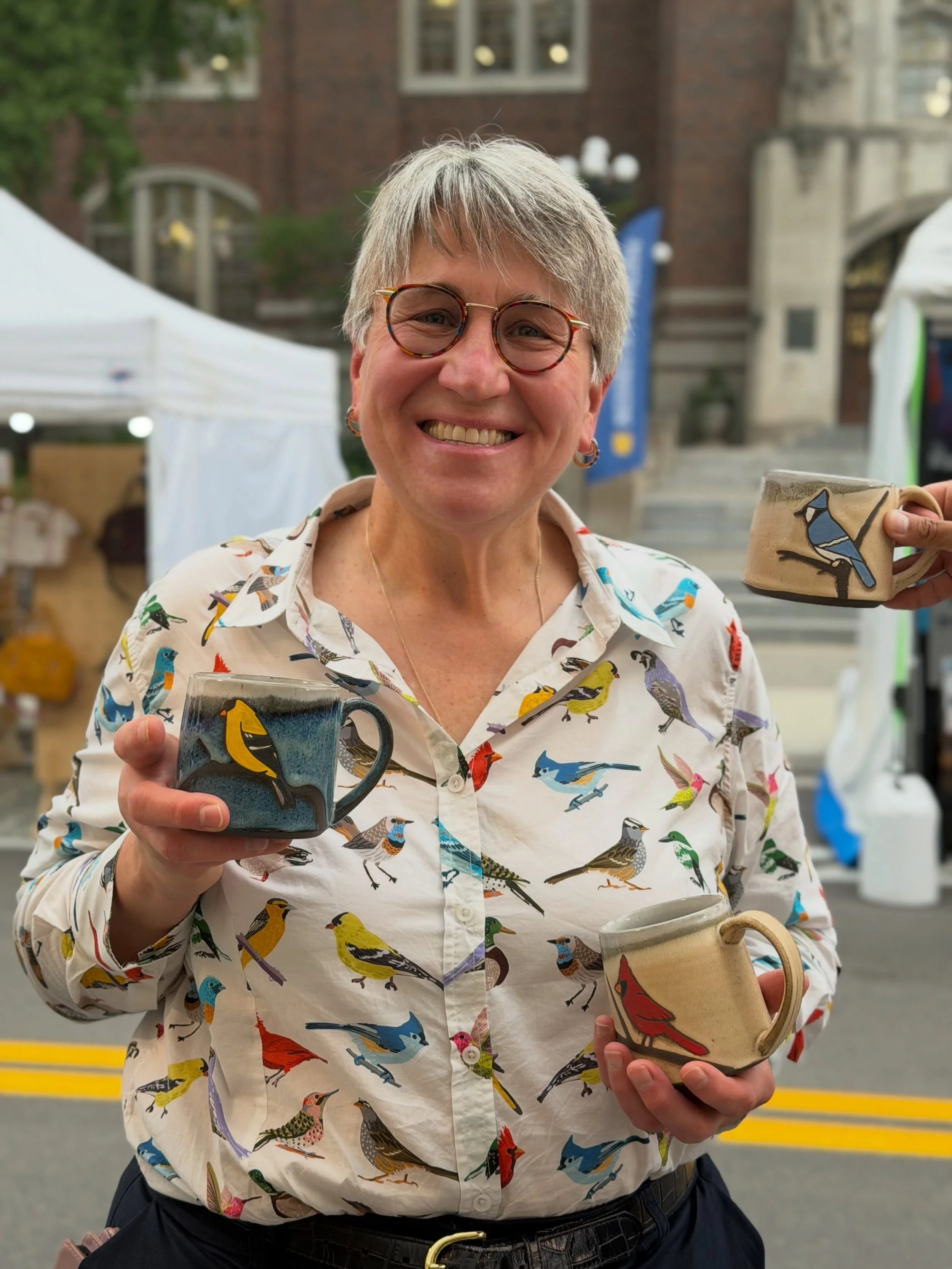 To date, our favorite customer fashion so far 🐧🐤 Last day at @annarborartfair. What a wild few days! Hope to see you out and about 💙 Booth ST631 (directly across from the Student Union.)