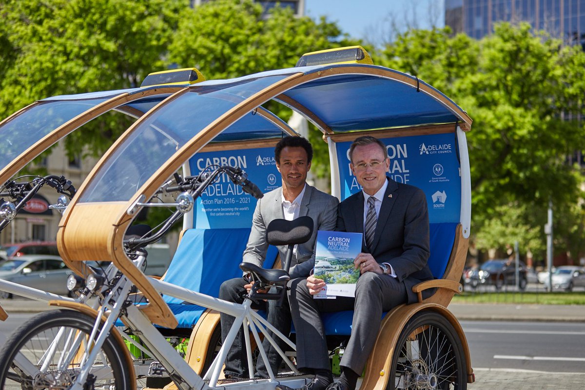 The Honourable Lord Mayor of Adelaide, Martin Haese with EcoCaddy Founder Daniels Langeberg for the launch of Carbon Neutral Adelaide