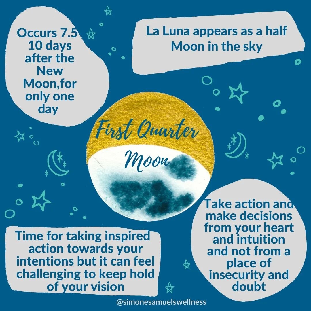 Today the Moon is in it&rsquo;s First Quarter phase, which is when the Moon appears as a half Moon in the sky. ⁣
⁣
The Moon only stays in the First (and Third Quarter) phase for one day. ⁣
⁣
The First Quarter Moon might feel a little challenging. It&