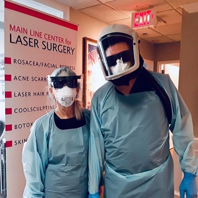 Our fearless leader, @drericbernstein, and Sue, are gowned up in their PPE! 👍🏼👍🏼