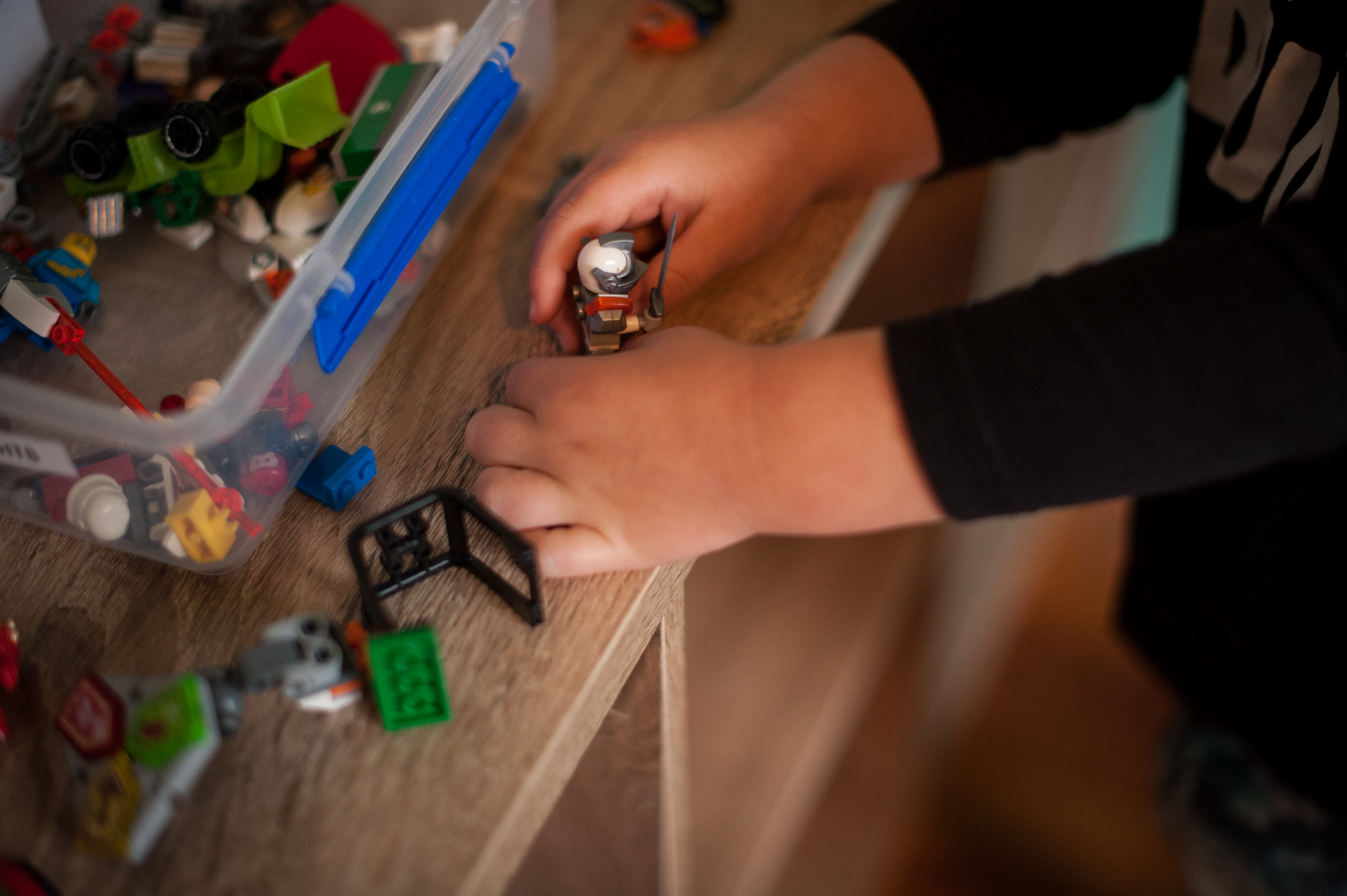 Little boy playing with Lego