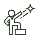 A person shining a flashlight onto a small box with a star-like sparkle.