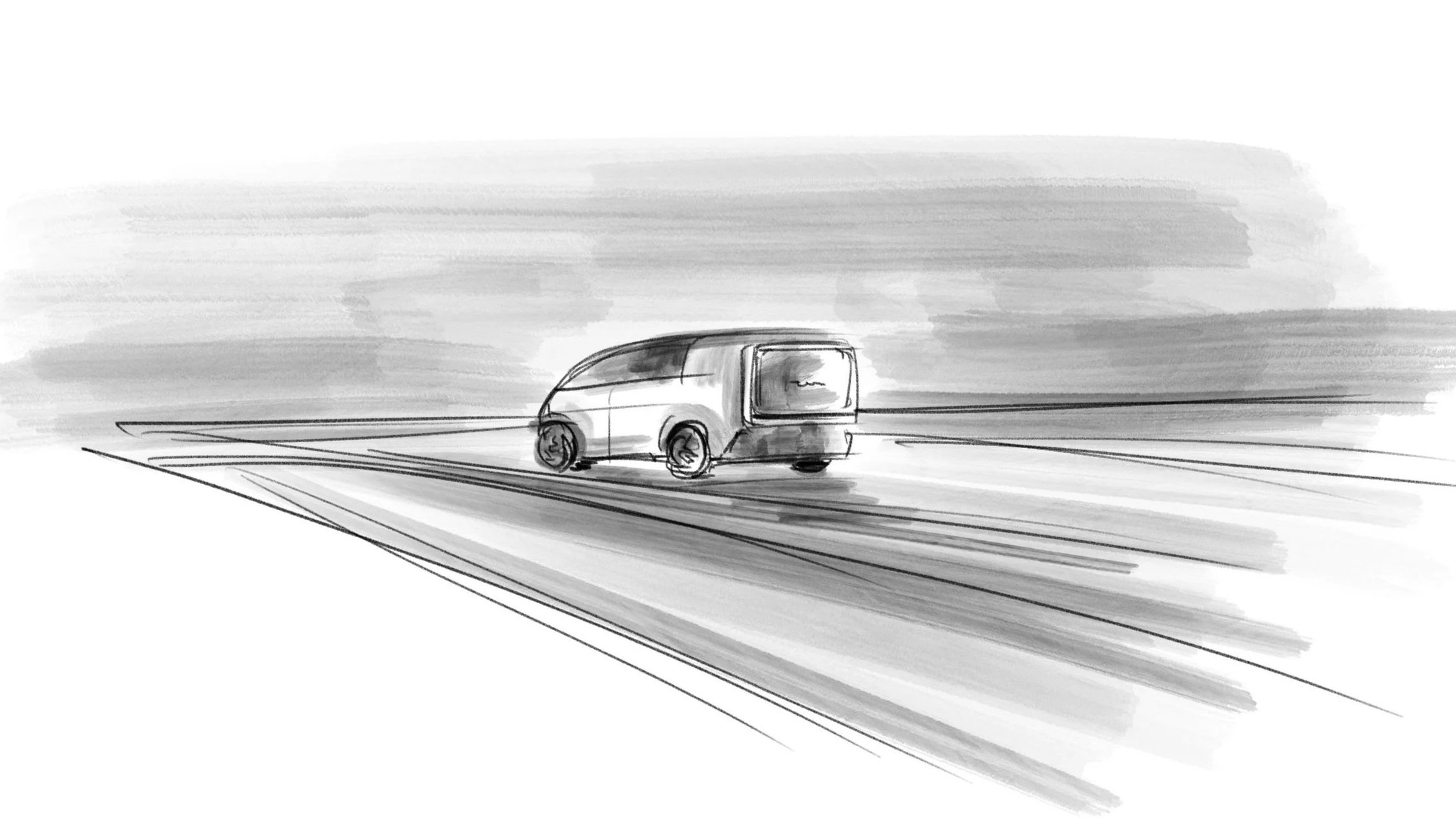 An initial sketch for a "Honda_0 SPACE-HUB" brand film idea.