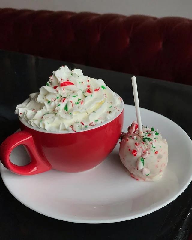 Come and try our new holiday drinks and pair it with a candy cane cake pop!