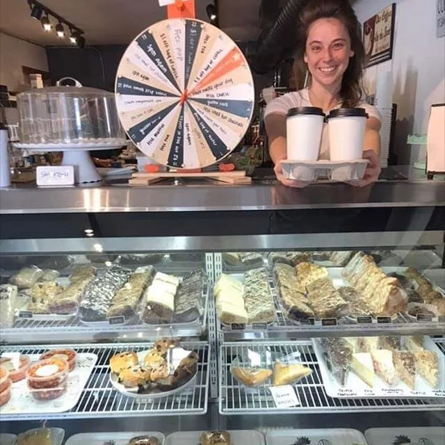 Need coffee? We deliver! Coffee, lunch, treats - right to your doorstep or car if you park behind us. Cash would be best, but we can start individual tabs or take credit cards over the phone. Give us a call 403-652-2181