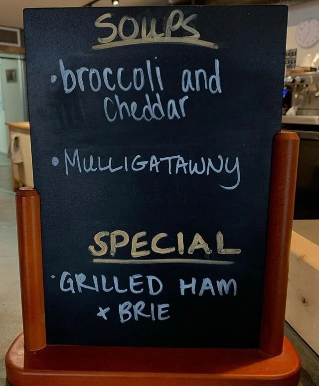 Today&rsquo;s special a grilled ham &amp; brie paired with a delicious broccoli and cheddar or mulligatawny soup!
&bull;
We also have our Cuban Reuben &amp; Thai chicken wrap still available!!
&bull;
Colossi&rsquo;s is offering takeout, delivery &amp