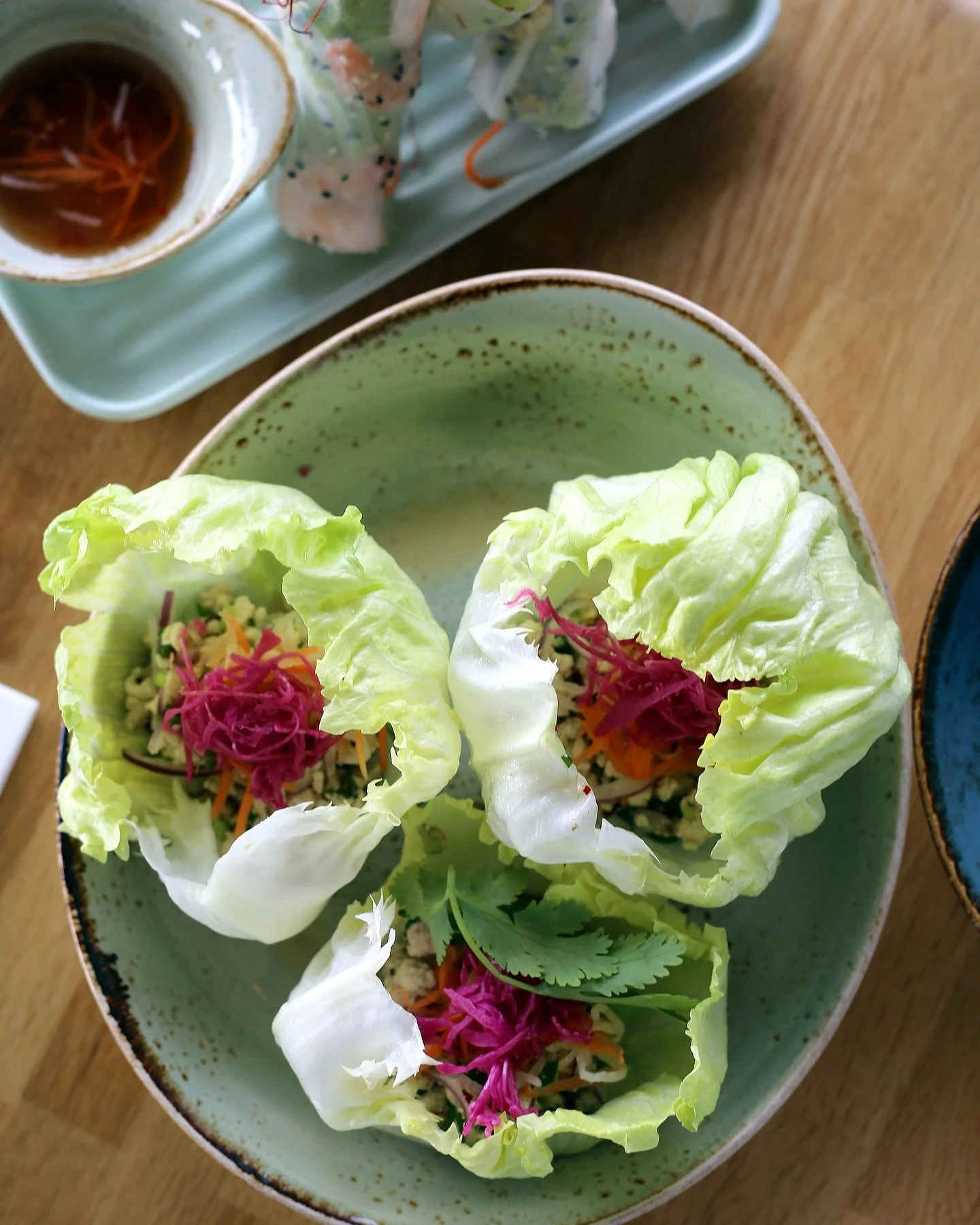 Isaan Chicken Larb Lettuce Cups are back! lime, chilli, fresh herbs, toasted rice 💥