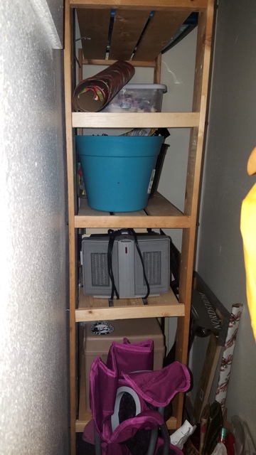 Storage behind the coats