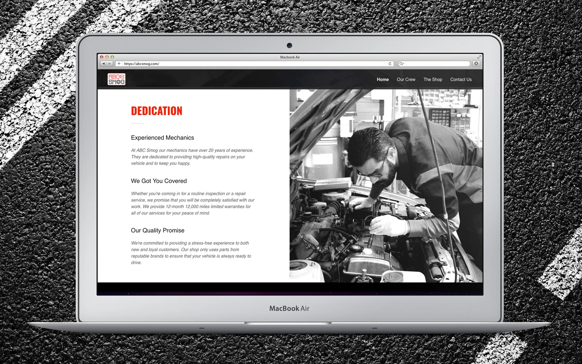 ABC Smog Website Homepage Dedication