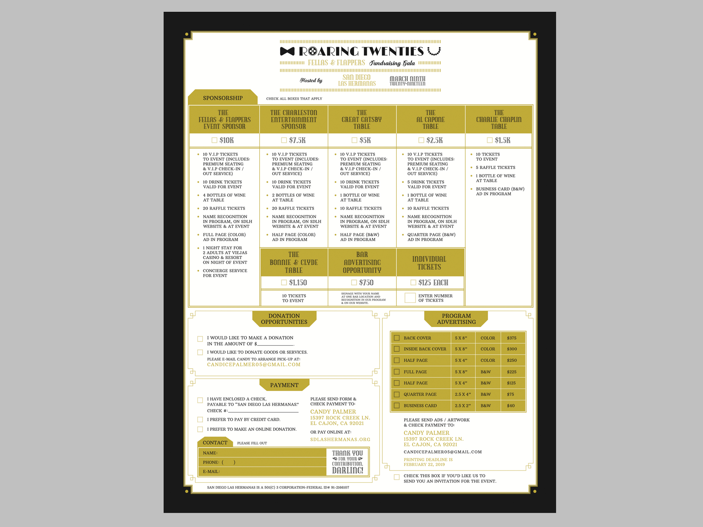 Roaring Twenties Sponsorship Form