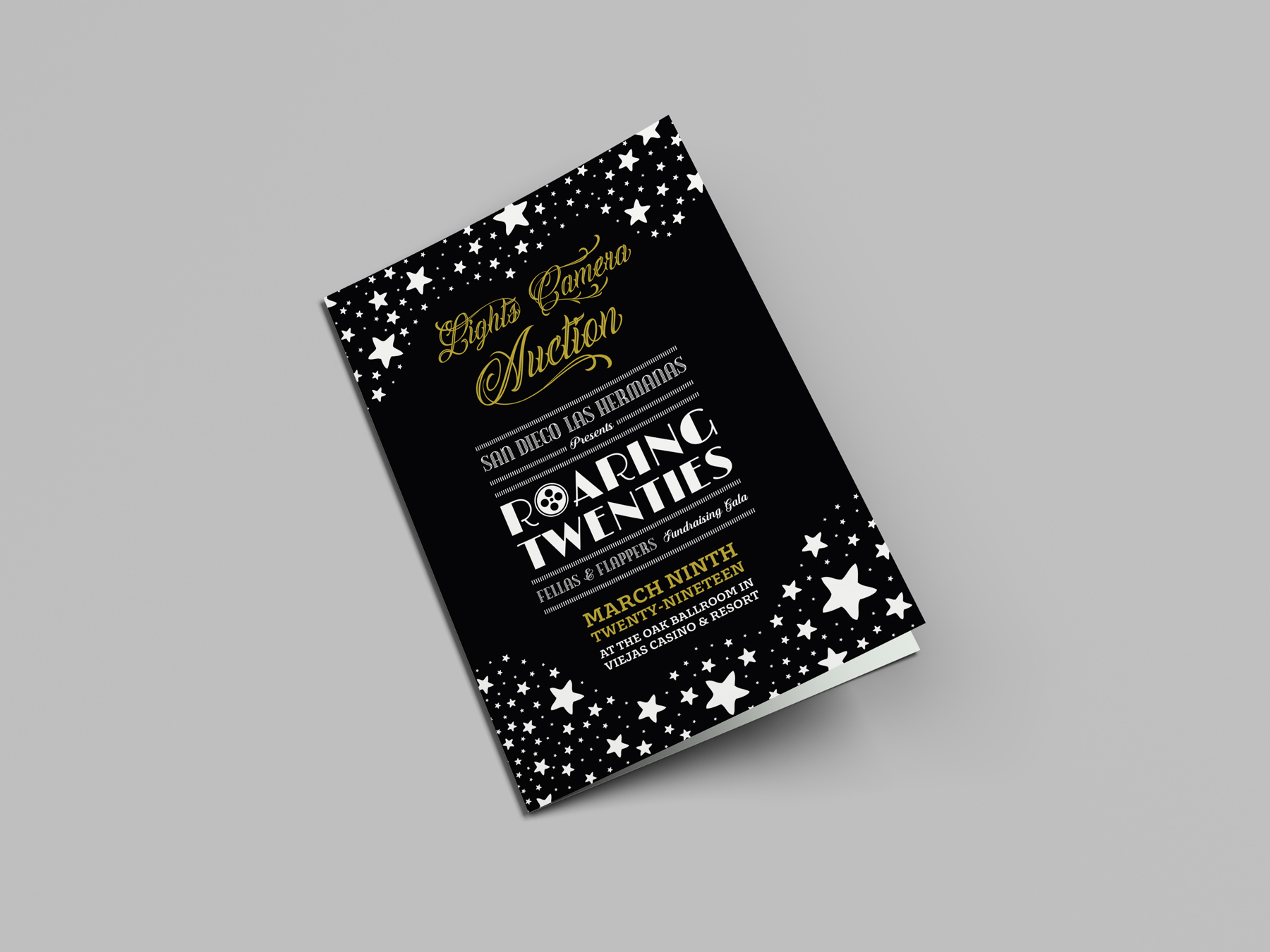 Lights, Camera, Auction! Event Program Front Cover Design