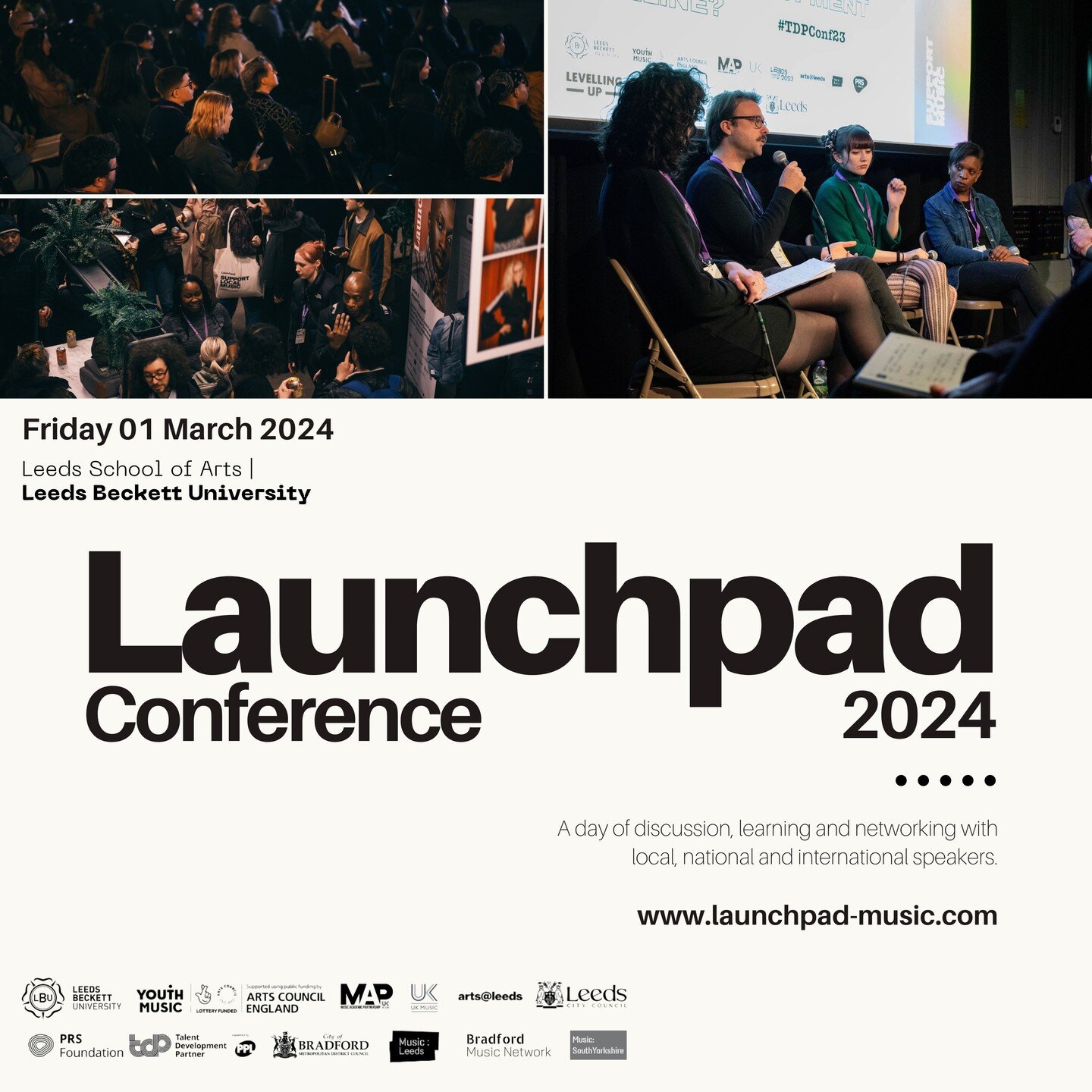 The @_launchpadmusic Conference returns for 2024!✨

Join us on the 1st of March 2024 at Leeds School of Arts at Leeds Beckett University ( @lbu_lsa ) for a day of discussion, learning and networking, with speakers from the local music scene, and thos