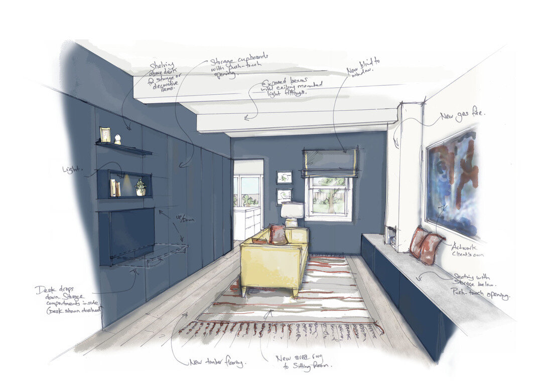 Interior Design Sketch - Working from home