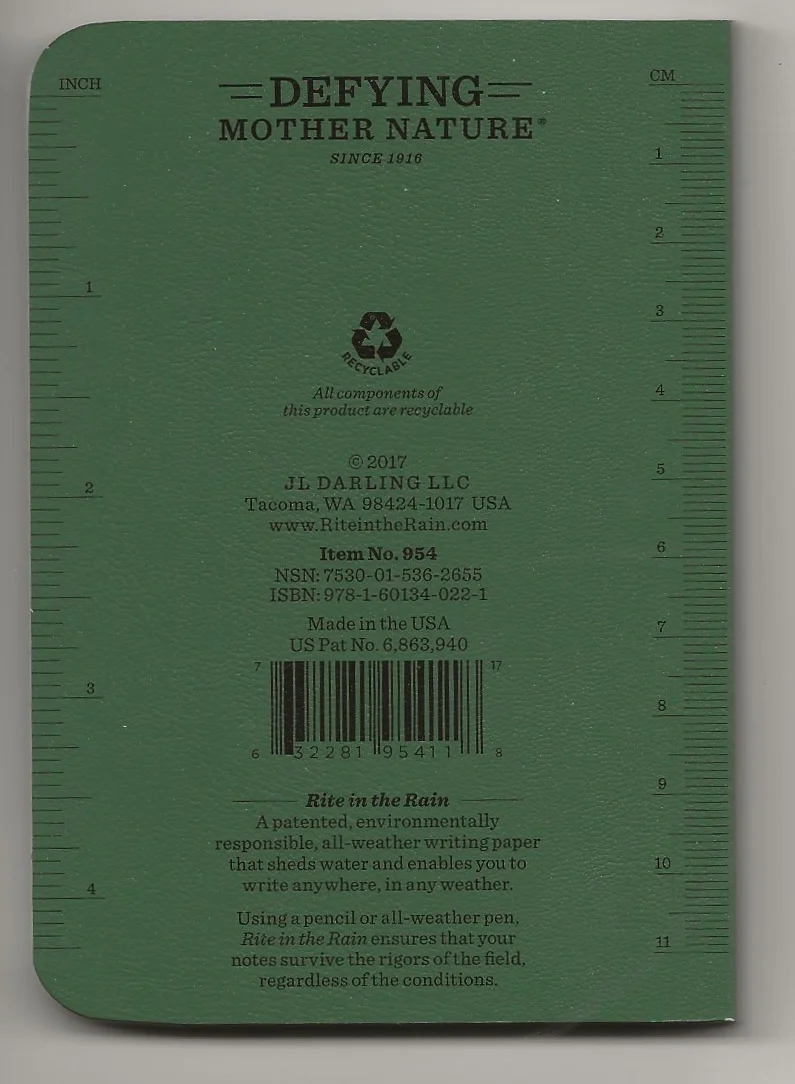 A small wonder: the Rite in the Rain , all-weather memo book.