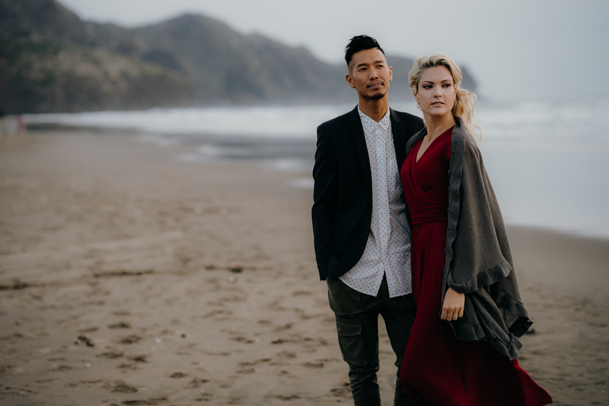 Bethells Beach, Engagement Photography - Rose + Brandon - Wedding Photographer Auckland