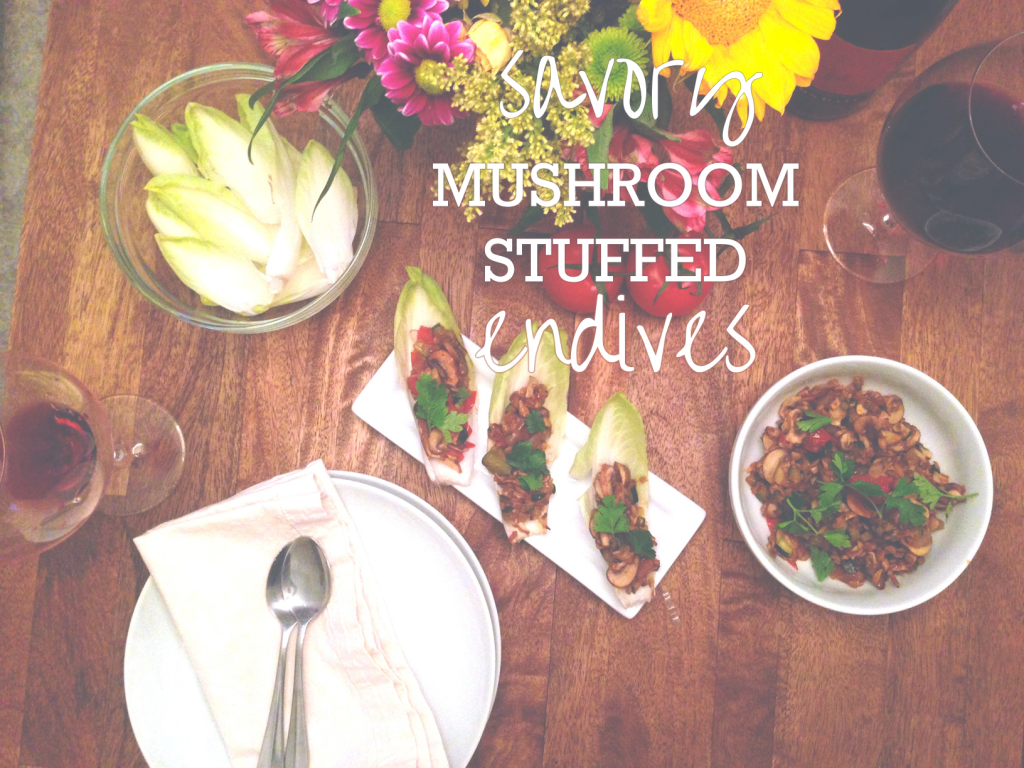 recipes, healthy recipes, mushroom recipe, endive recipe, savory mushroom stuffed endives, vegan, gluten-free, vegetarian