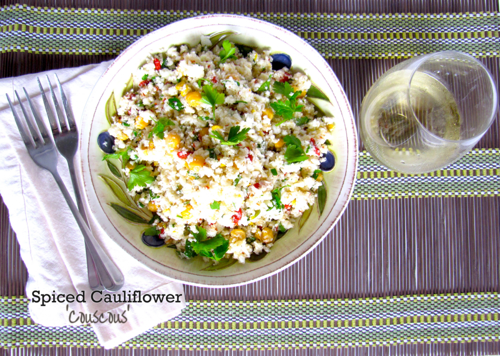 spiced cauliflower couscous, gluten-free, began, vegetarian, healthy recipe, gluten-free recipe,