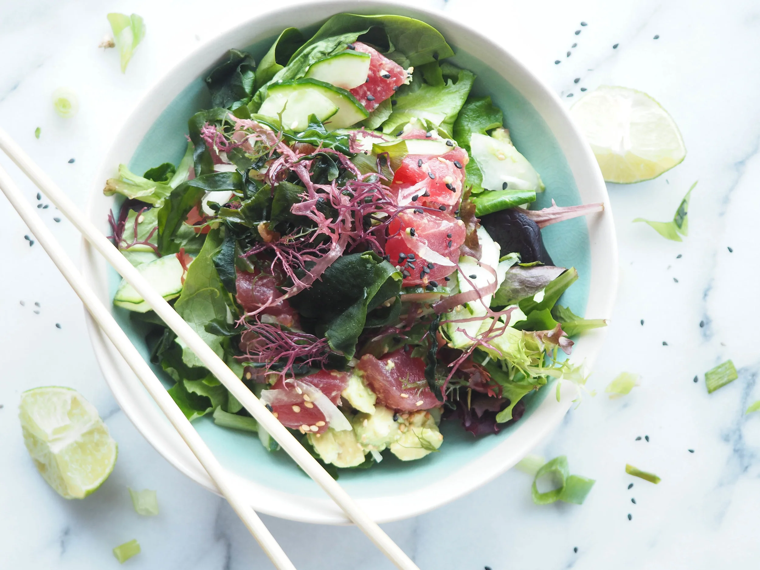 Tuna Poke Bowl with Coconut-Sesame Sauce (Gluten + Soy Free)