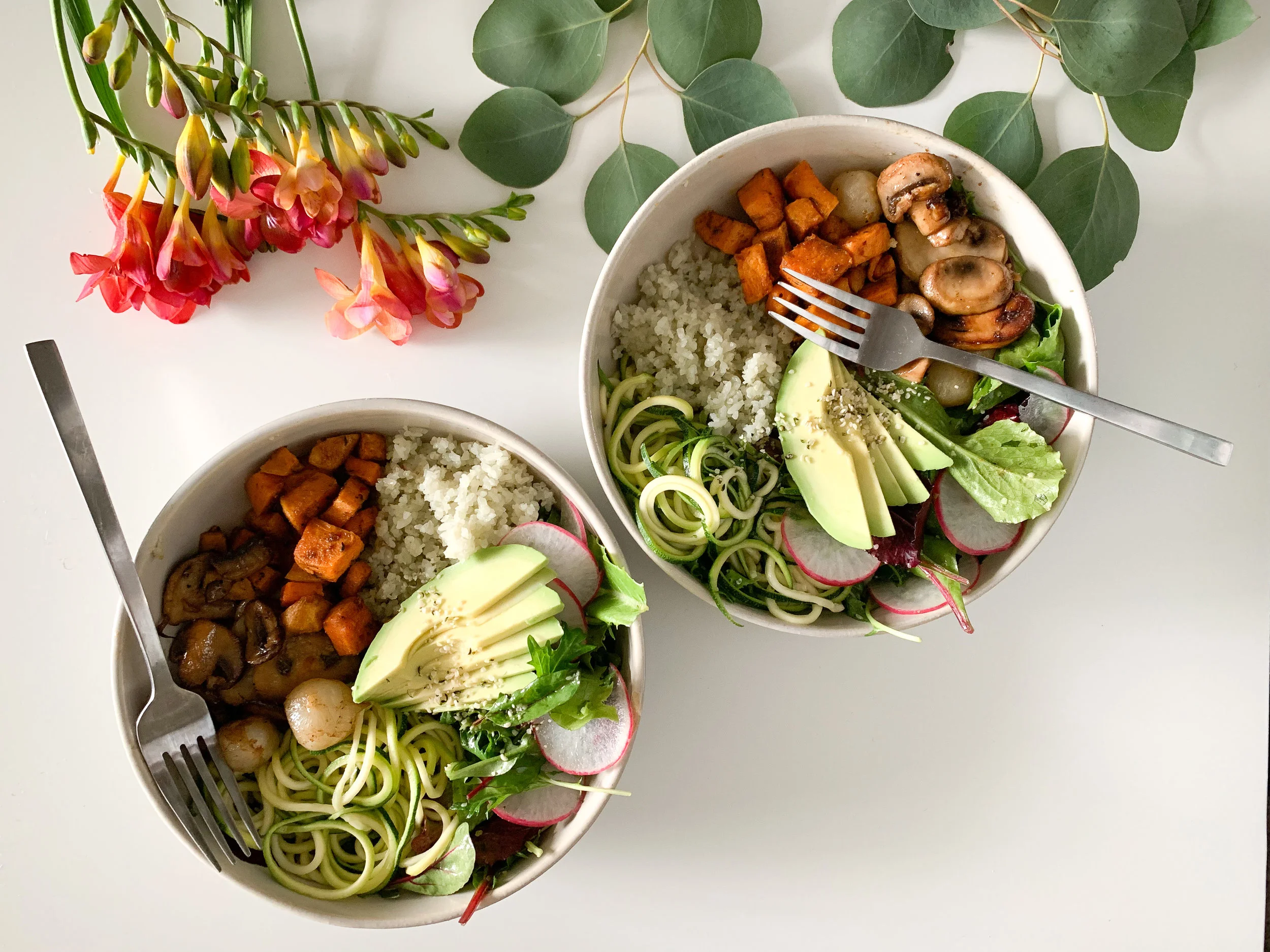 Zuccini Noodles with Roasted Veggies, Spring Greens and Jade Rice - www.letsregale.com - Gluten-Free, Plant Based, Clean Recipes 2.jpg
