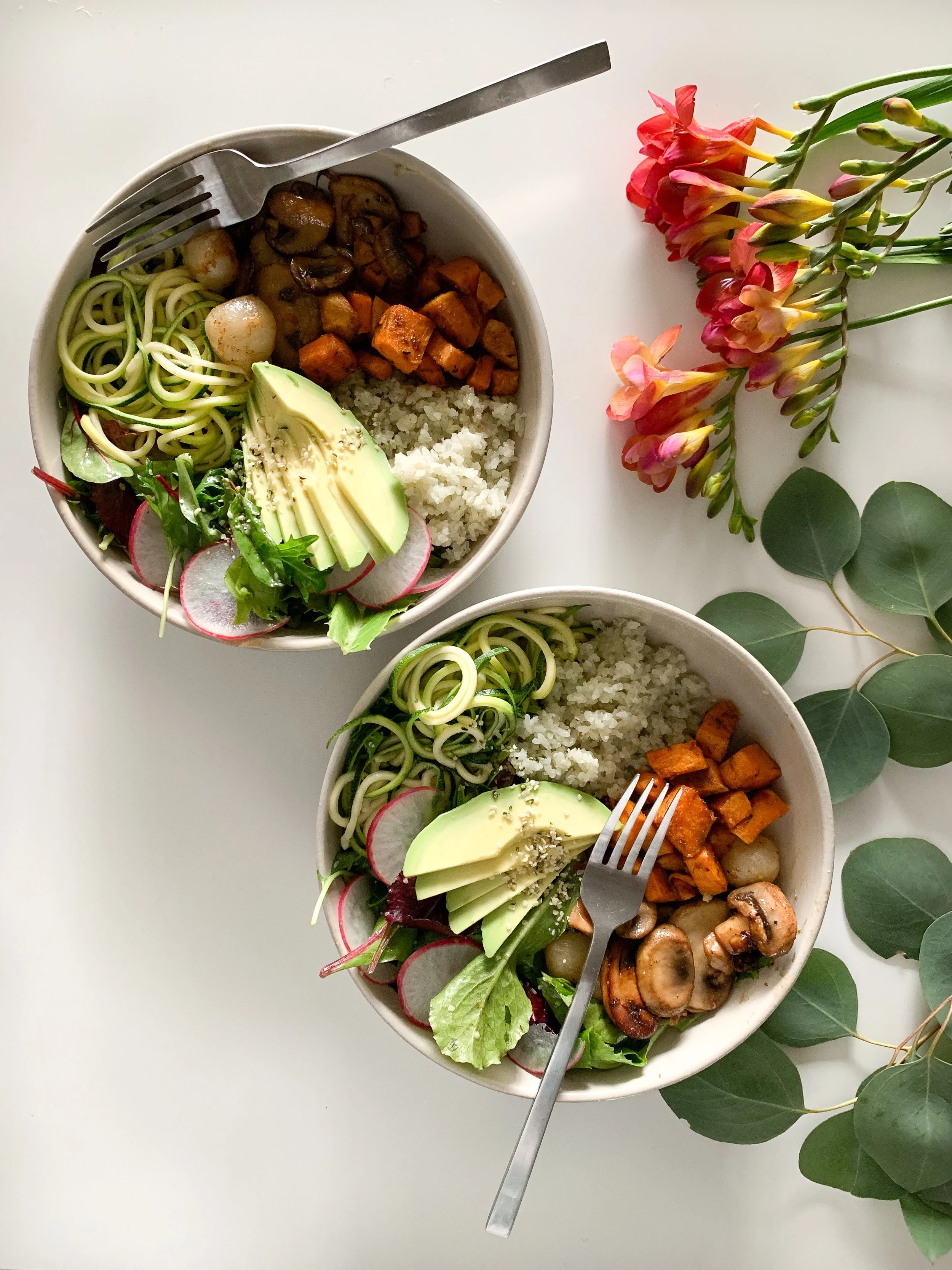 Zucchini Noodles with Roasted Veggies, Spring Greens and Jade Rice - www.letsregale.com - Gluten-Free, Plant Based, Clean Recipes 4.jpg