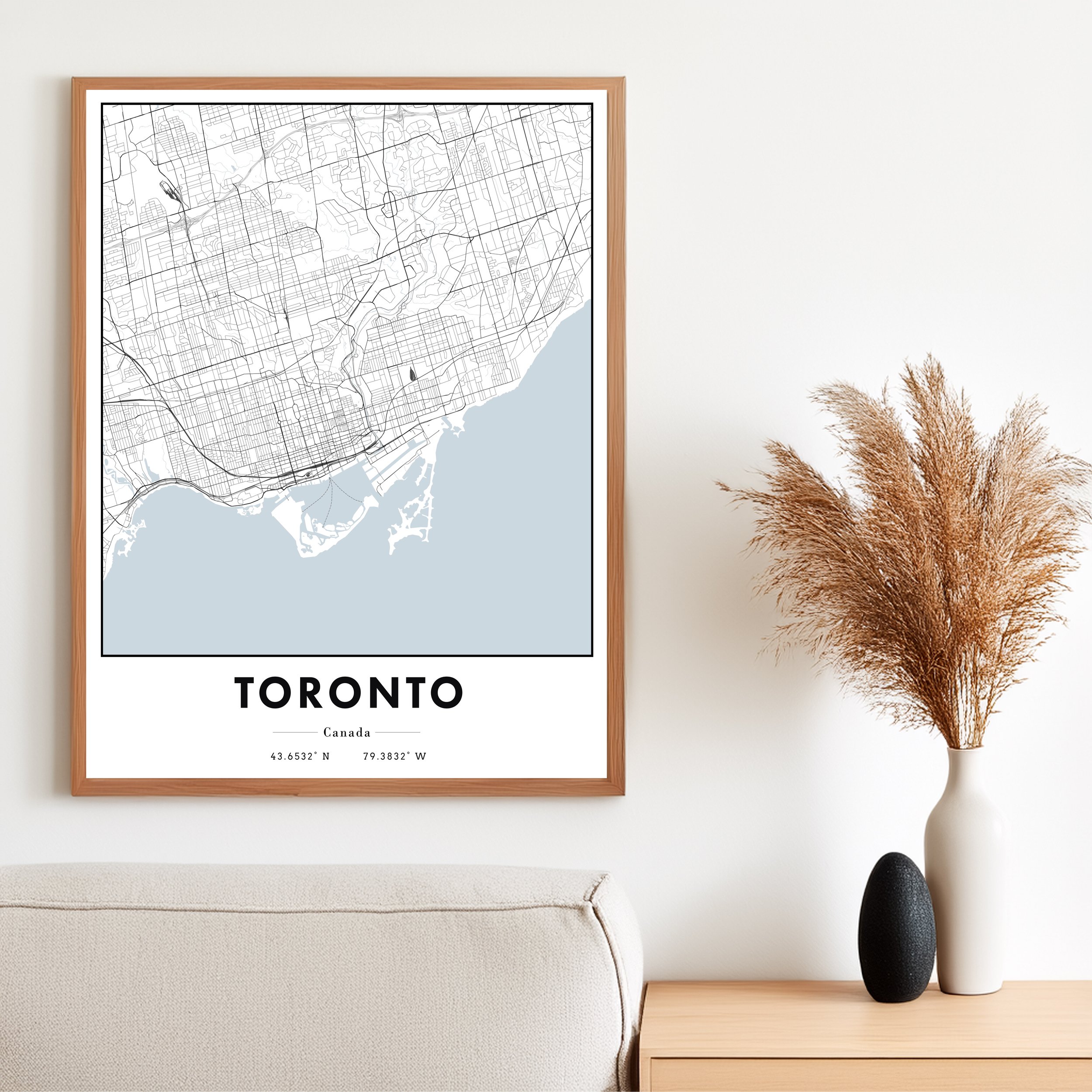 Toronto City Map Print, Modern Contemporary poster in sizes 16"x20" and 8"x10"