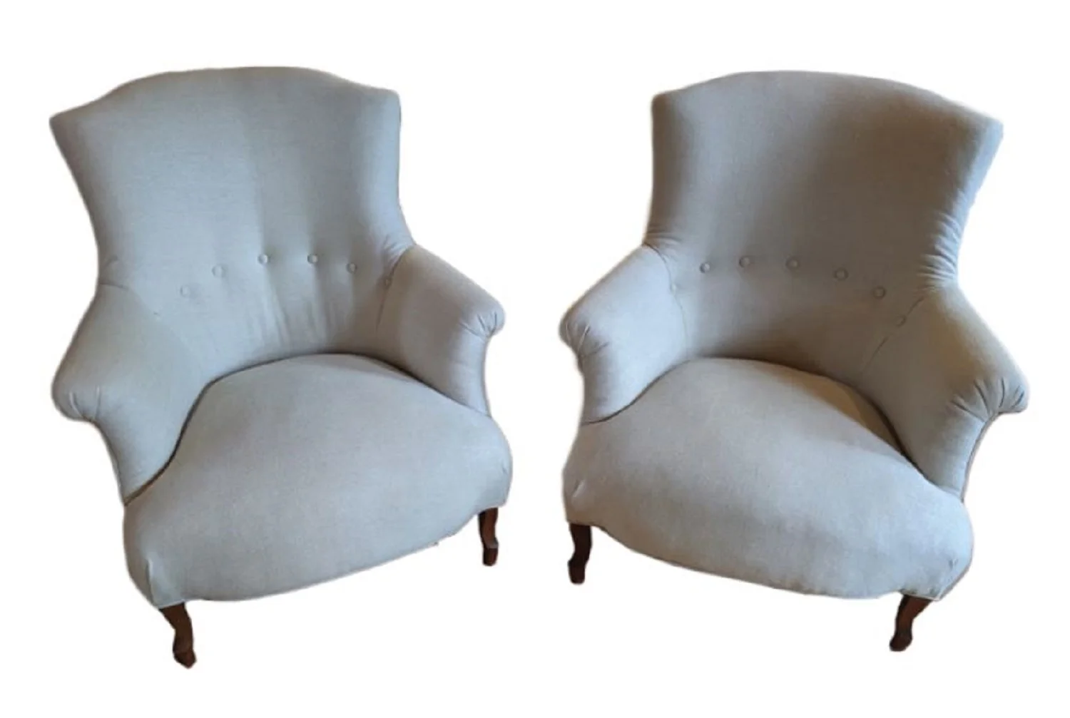 Pair Of French Antique Chairs In Linen 